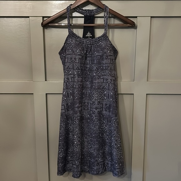 Prana Pristine Dress Black Gray Mosaic Activewear Outdoor Racerback Size XS - Picture 1 of 8